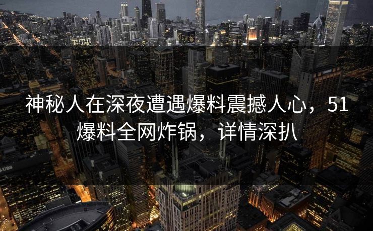 神秘人在深夜遭遇爆料震撼人心，51爆料全网炸锅，详情深扒