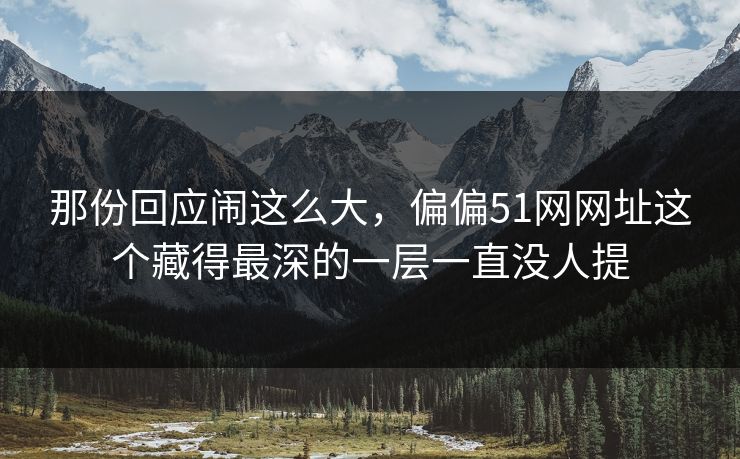 那份回应闹这么大，偏偏51网网址这个藏得最深的一层一直没人提