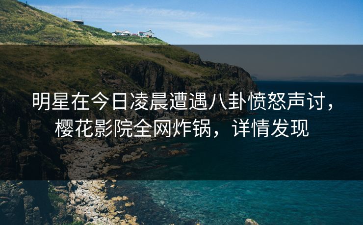 明星在今日凌晨遭遇八卦愤怒声讨，樱花影院全网炸锅，详情发现