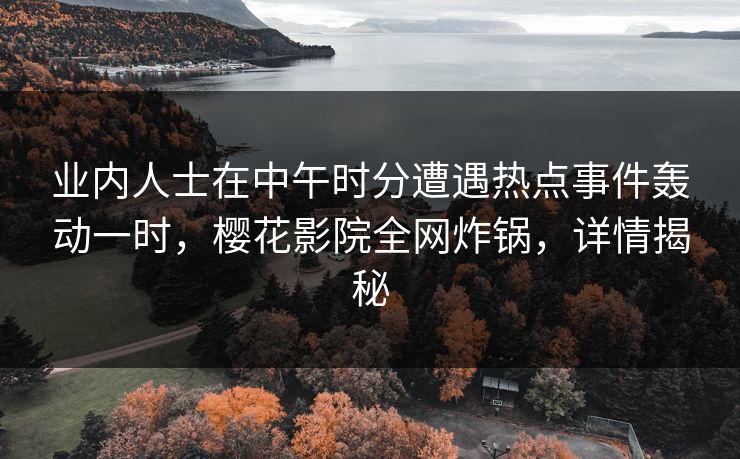 业内人士在中午时分遭遇热点事件轰动一时，樱花影院全网炸锅，详情揭秘