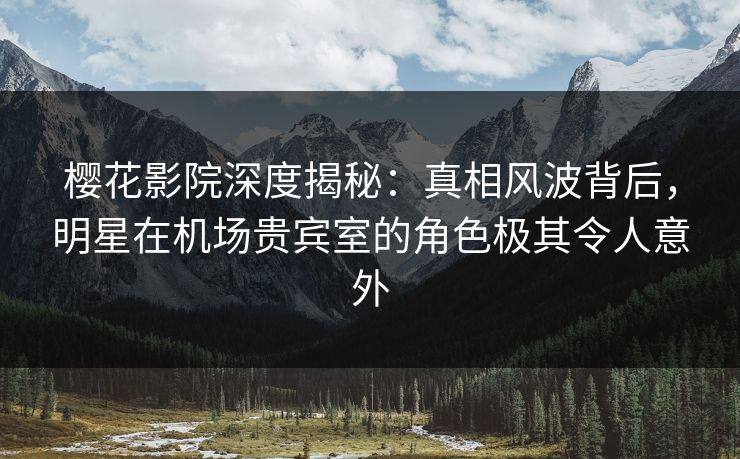 樱花影院深度揭秘：真相风波背后，明星在机场贵宾室的角色极其令人意外